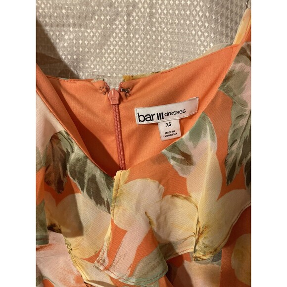 Bar III Women's Orange Yellow Green Dress Floral Ruffle Sleeveless Size XS New - Picture 4 of 12